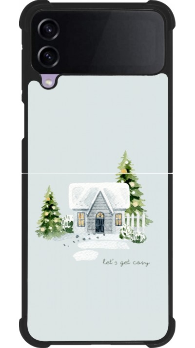 Coque Samsung Galaxy Z Flip4 - Silicone rigide noir Winter 25 Cosy House