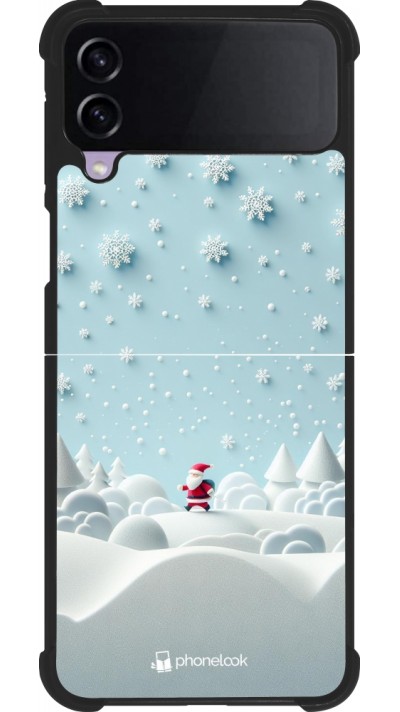 Coque Samsung Galaxy Z Flip4 - Silicone rigide noir Noël 2023 Petit Père Flocon