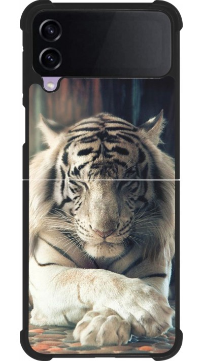 Coque Samsung Galaxy Z Flip4 - Silicone rigide noir Zen Tiger