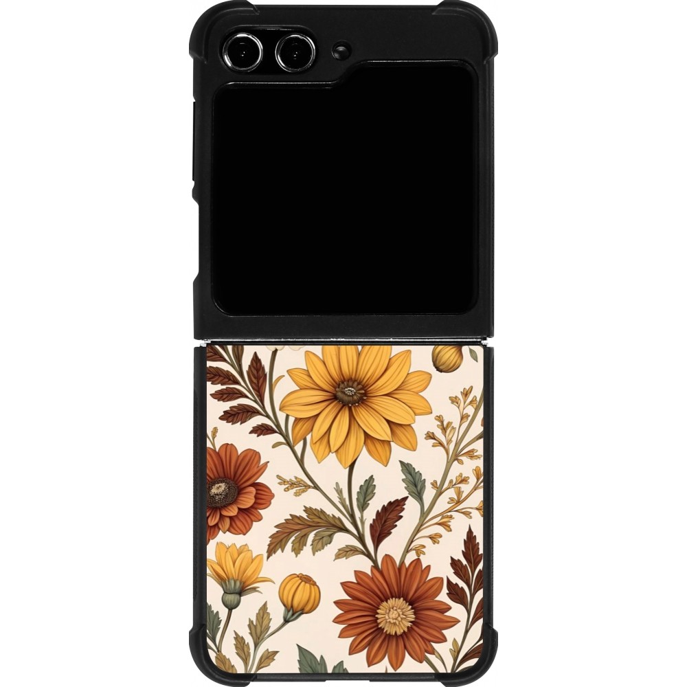 Coque Samsung Galaxy Z Flip5 - Silicone rigide noir Autumn 25 Flower pattern