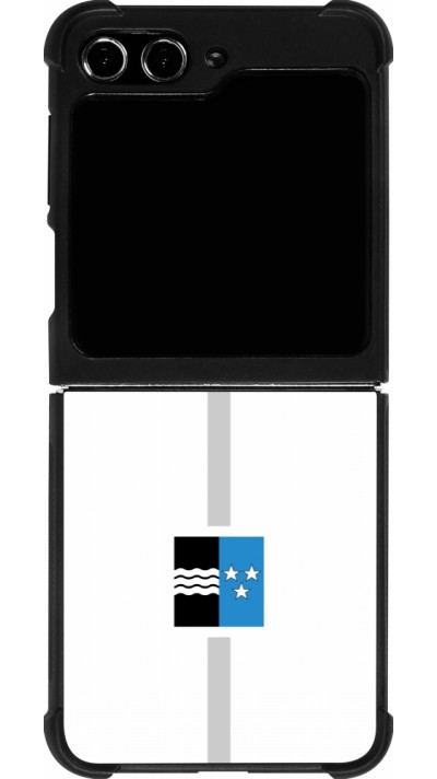Coque Samsung Galaxy Z Flip5 - Silicone rigide noir Canton AG blanc