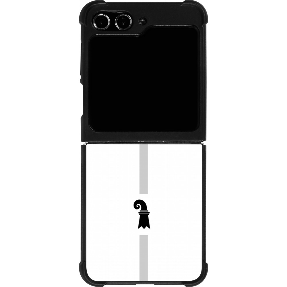 Coque Samsung Galaxy Z Flip5 - Silicone rigide noir Canton BS blanc
