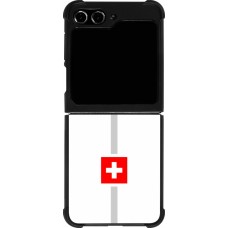 Coque Samsung Galaxy Z Flip5 - Silicone rigide noir Canton CH blanc