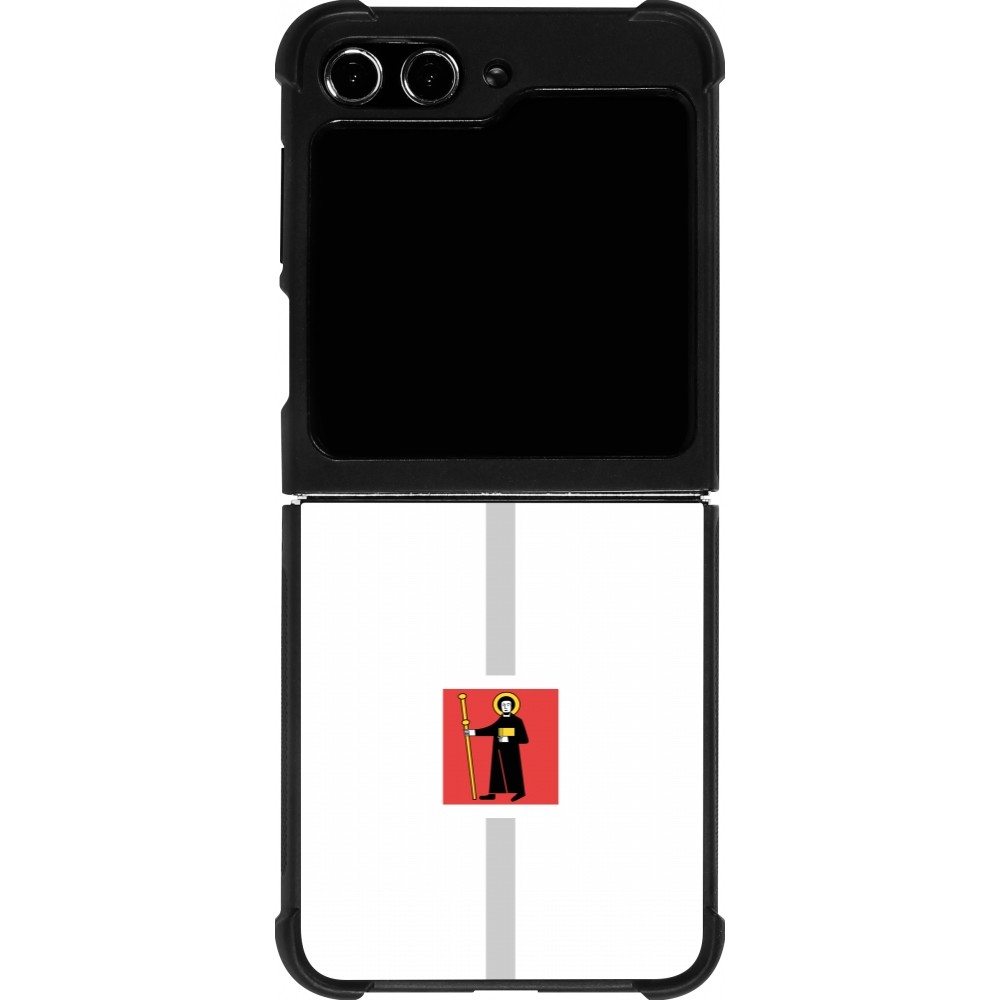 Coque Samsung Galaxy Z Flip5 - Silicone rigide noir Canton GL blanc
