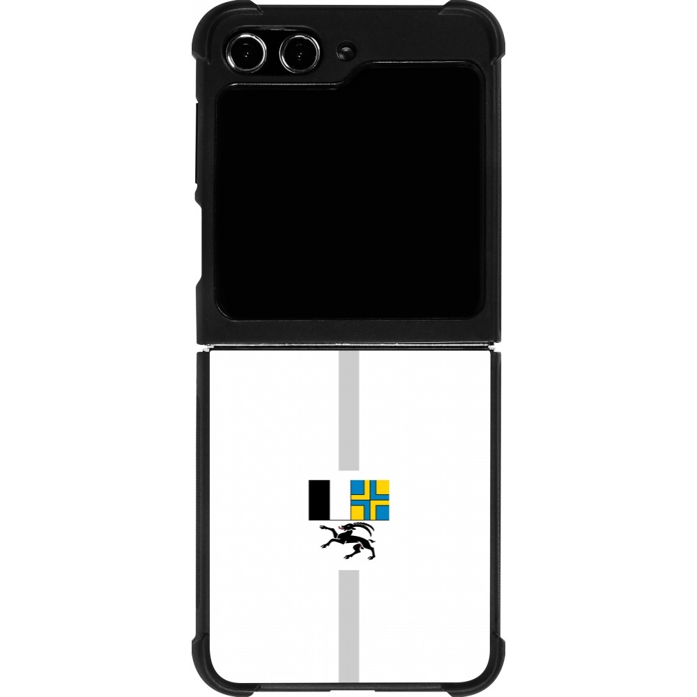 Coque Samsung Galaxy Z Flip5 - Silicone rigide noir Canton GR blanc