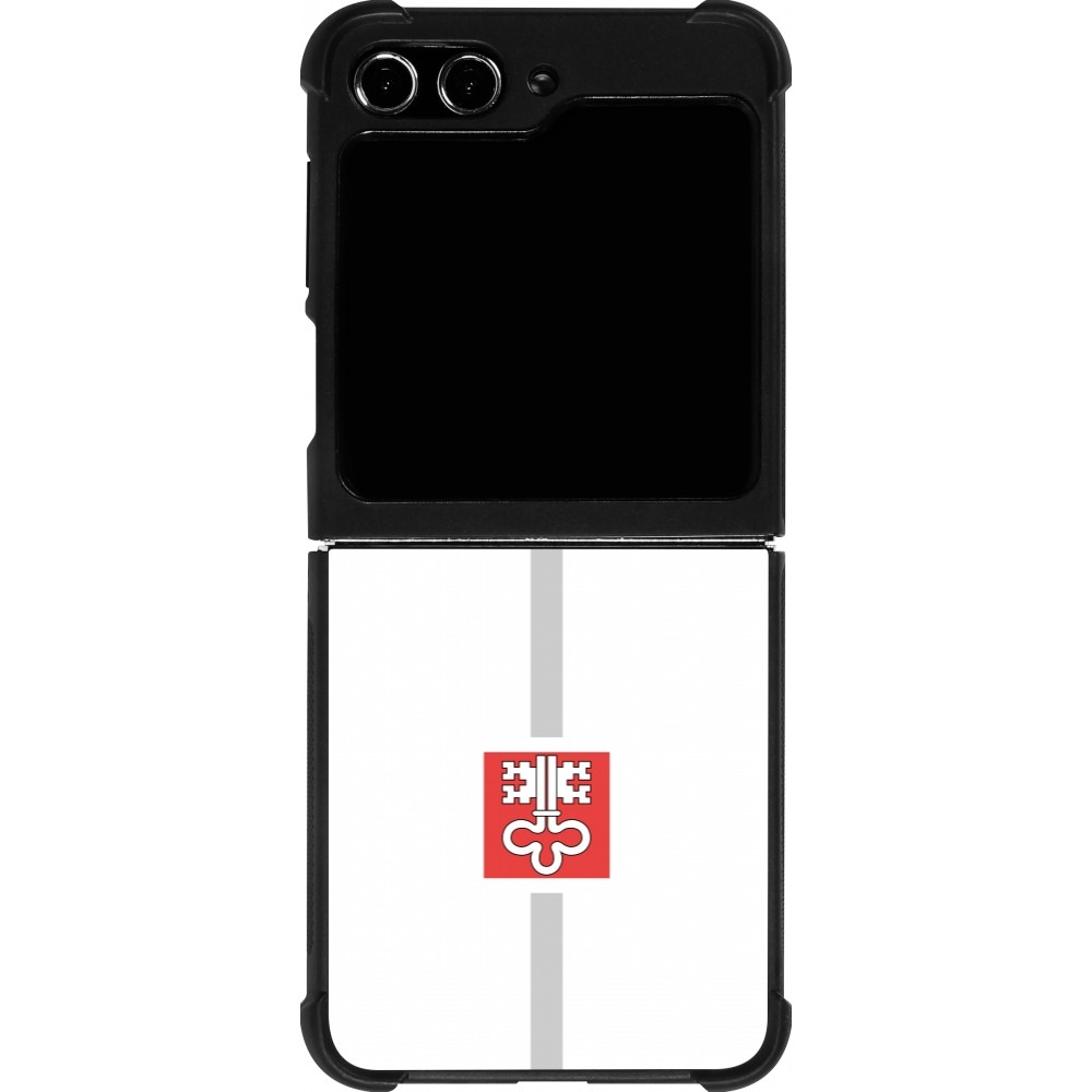 Coque Samsung Galaxy Z Flip5 - Silicone rigide noir Canton NW blanc