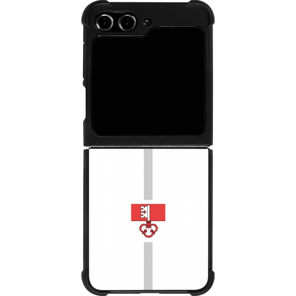 Coque Samsung Galaxy Z Flip5 - Silicone rigide noir Canton OW blanc