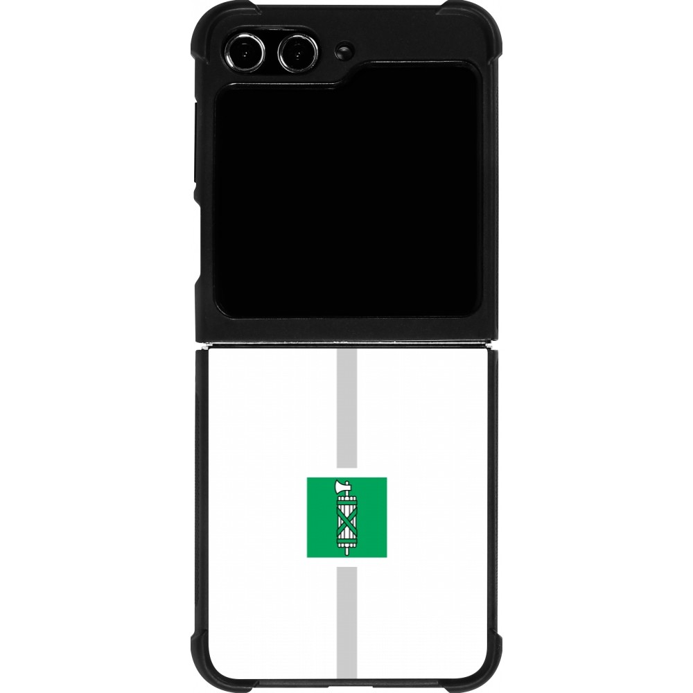 Coque Samsung Galaxy Z Flip5 - Silicone rigide noir Canton SG blanc