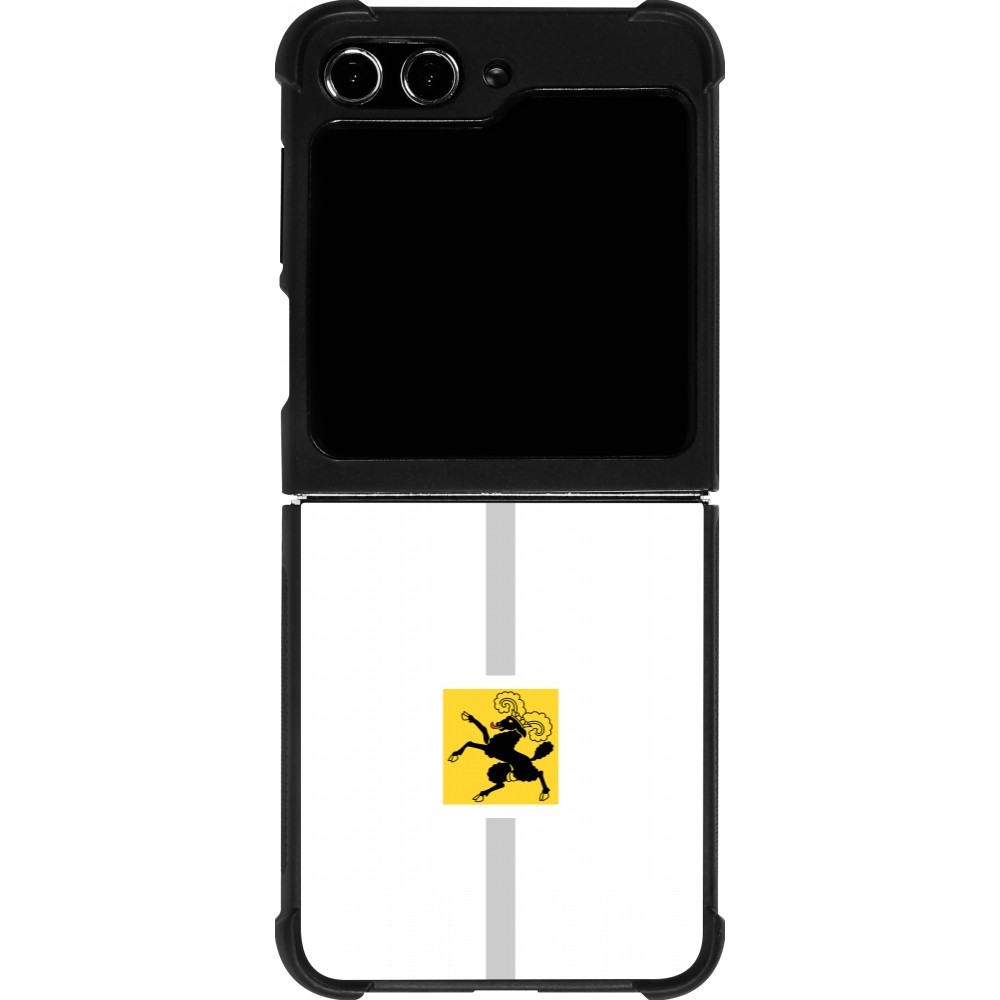 Coque Samsung Galaxy Z Flip5 - Silicone rigide noir Canton SH blanc