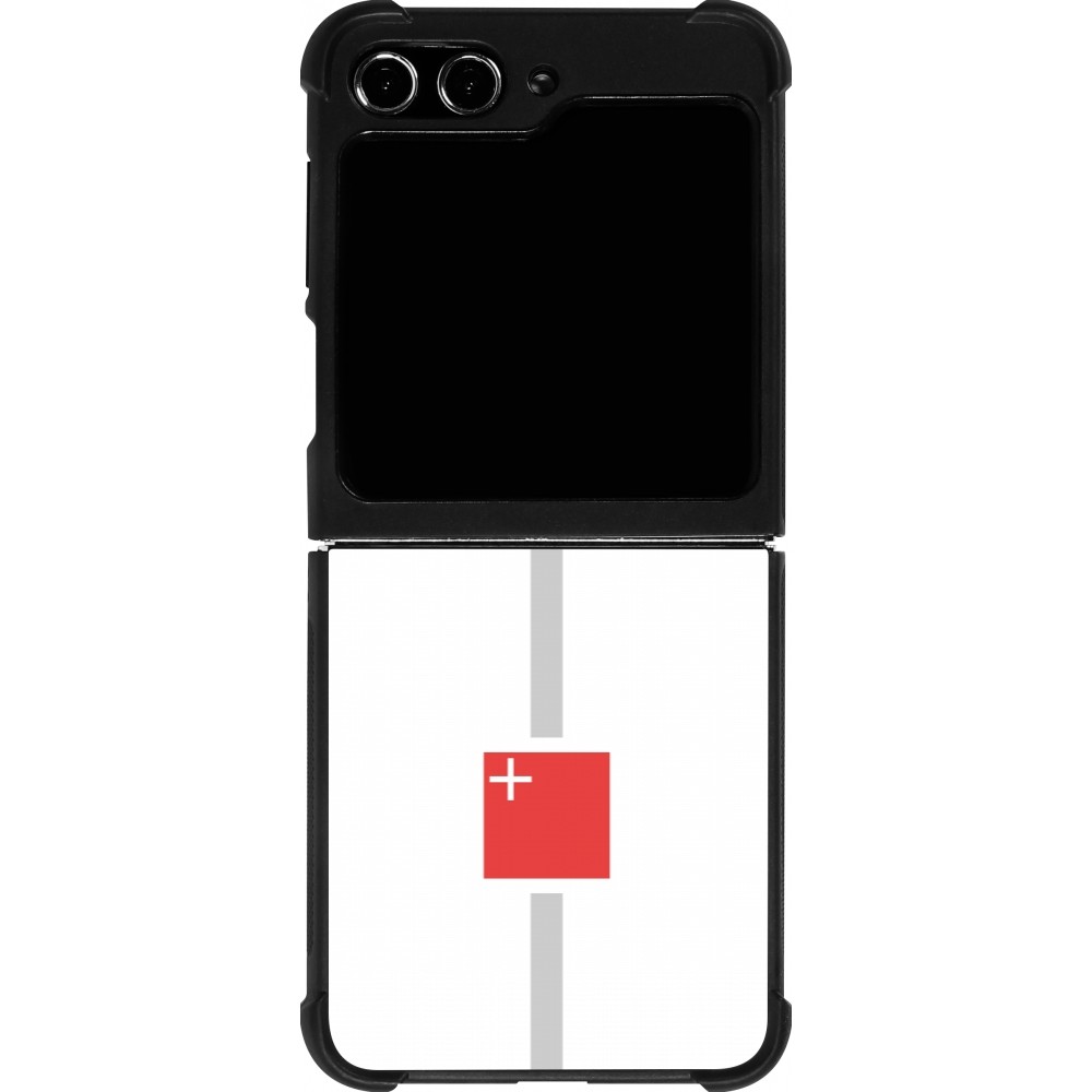 Coque Samsung Galaxy Z Flip5 - Silicone rigide noir Canton SZ blanc