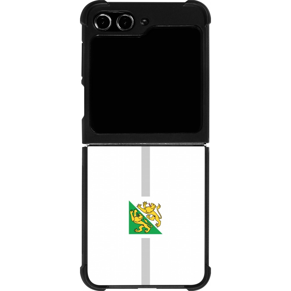 Coque Samsung Galaxy Z Flip5 - Silicone rigide noir Canton TG blanc