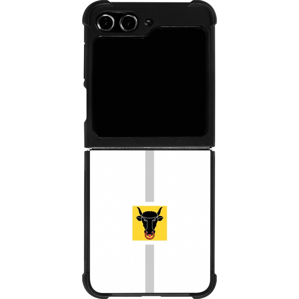 Coque Samsung Galaxy Z Flip5 - Silicone rigide noir Canton UR blanc
