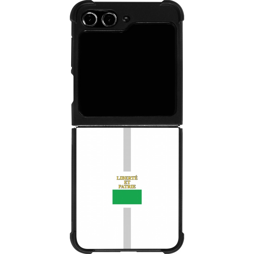 Coque Samsung Galaxy Z Flip5 - Silicone rigide noir Canton VD blanc