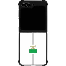 Coque Samsung Galaxy Z Flip5 - Silicone rigide noir Canton VD blanc