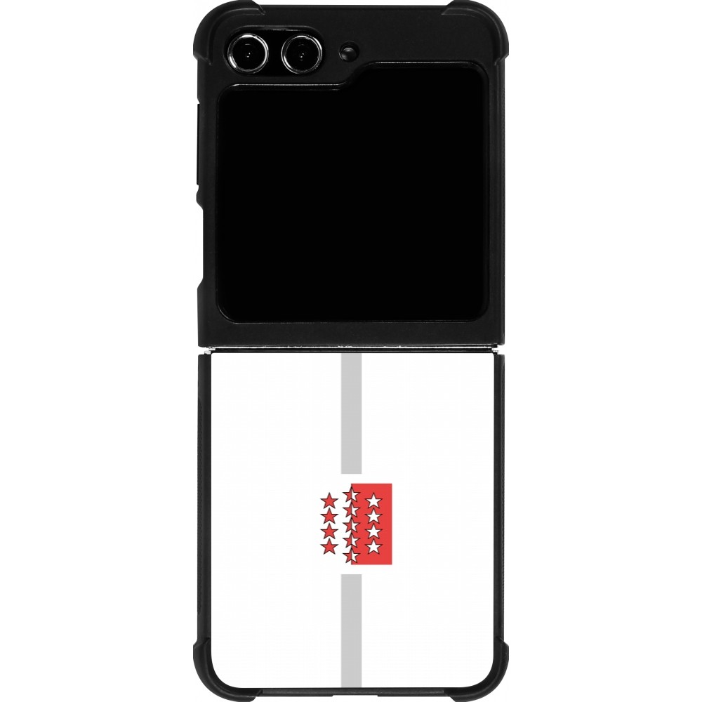 Coque Samsung Galaxy Z Flip5 - Silicone rigide noir Canton VS blanc