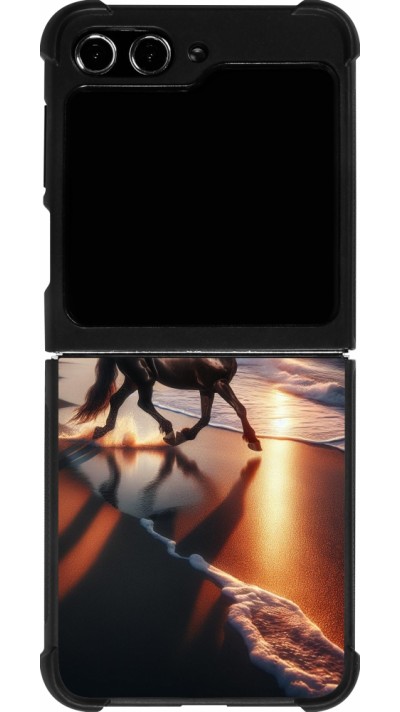 Samsung Galaxy Z Flip5 Case Hülle - Silikon schwarz Pferd majestätisch Strand
