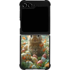 Coque Samsung Galaxy Z Flip5 - Silicone rigide noir Easter 2026 Rabbit in the garden