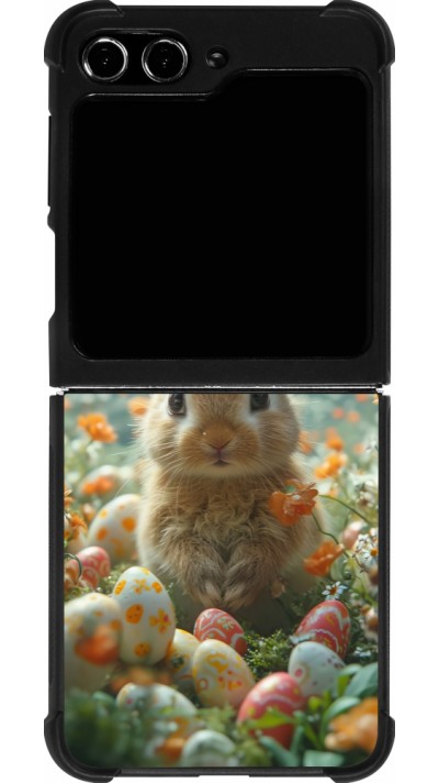 Coque Samsung Galaxy Z Flip5 - Silicone rigide noir Easter 2026 Rabbit in the garden