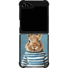 Coque Samsung Galaxy Z Flip5 - Silicone rigide noir Easter 2026 Rabbit navy
