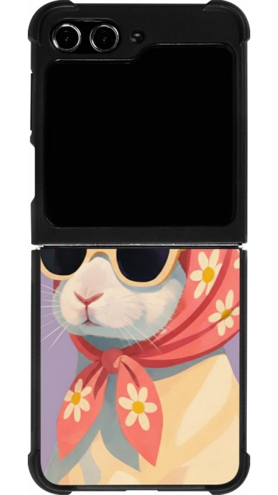 Coque Samsung Galaxy Z Flip5 - Silicone rigide noir Easter 2026 Rabbit with scarf