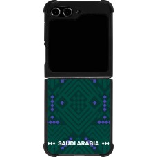 Coque Samsung Galaxy Z Flip5 - Silicone rigide noir Maillot de football Arabie saoudite 2026 personnalisable