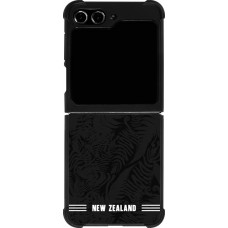 Coque Samsung Galaxy Z Flip5 - Silicone rigide noir Maillot de football Nouvelle-Zélande 2026 personnalisable
