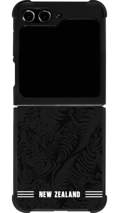 Coque Samsung Galaxy Z Flip5 - Silicone rigide noir Maillot de football Nouvelle-Zélande 2026 personnalisable