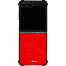 Coque Samsung Galaxy Z Flip5 - Silicone rigide noir Maillot de football Suisse 2026 personnalisable