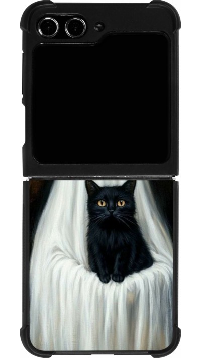 Samsung Galaxy Z Flip5 Case Hülle - Silikon schwarz Halloween 2025 Ghost with black cat