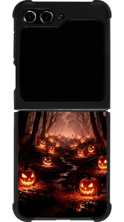 Samsung Galaxy Z Flip5 Case Hülle - Silikon schwarz Halloween 2025 Road of Terrifying Pumpkins
