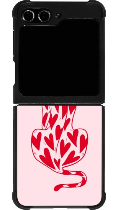 Coque Samsung Galaxy Z Flip5 - Silicone rigide noir Leopard with hearts 2026