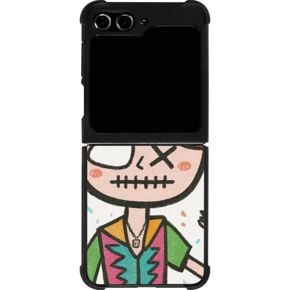 Coque Samsung Galaxy Z Flip5 - Silicone rigide noir Little Girl Sketch