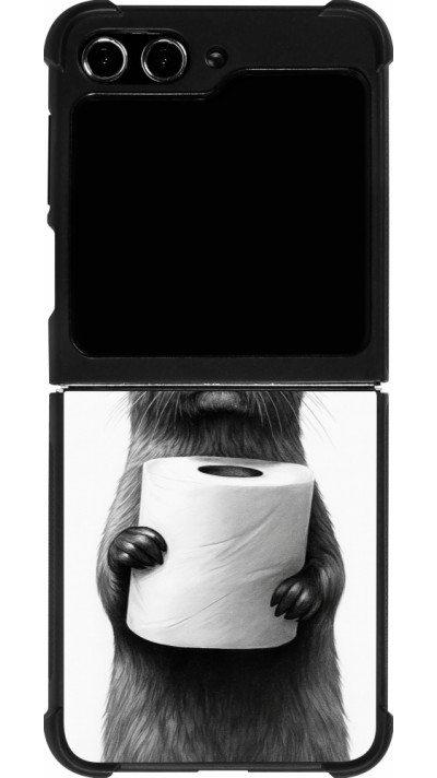 Samsung Galaxy Z Flip5 Case Hülle - Silikon schwarz Otter Toilettenpapier