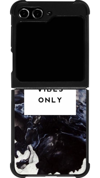 Coque Samsung Galaxy Z Flip5 - Silicone rigide noir Marble Good Vibes Only