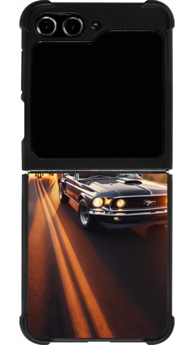 Coque Samsung Galaxy Z Flip5 - Silicone rigide noir Mustang 69 Grand Canyon