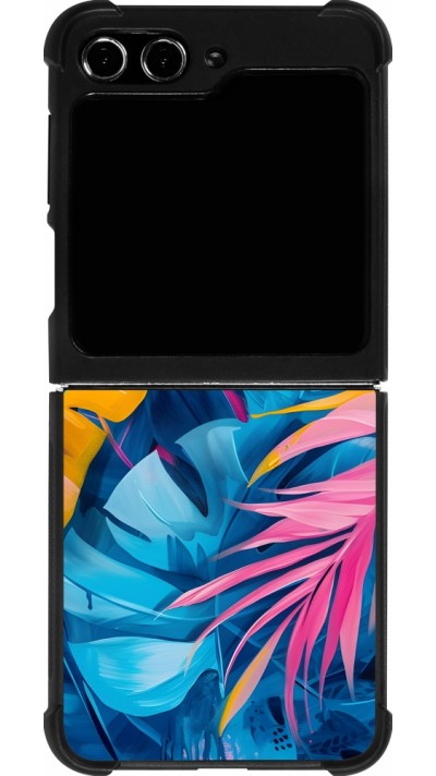 Coque Samsung Galaxy Z Flip5 - Silicone rigide noir Palms Blue