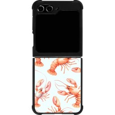 Samsung Galaxy Z Flip5 Case Hülle - Silikon schwarz Muster von pastellfarbenen Hummern