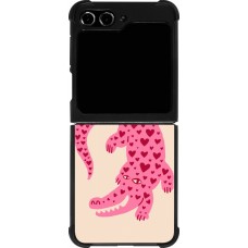 Samsung Galaxy Z Flip5 Case Hülle - Silikon schwarz Pink crocodile 2026