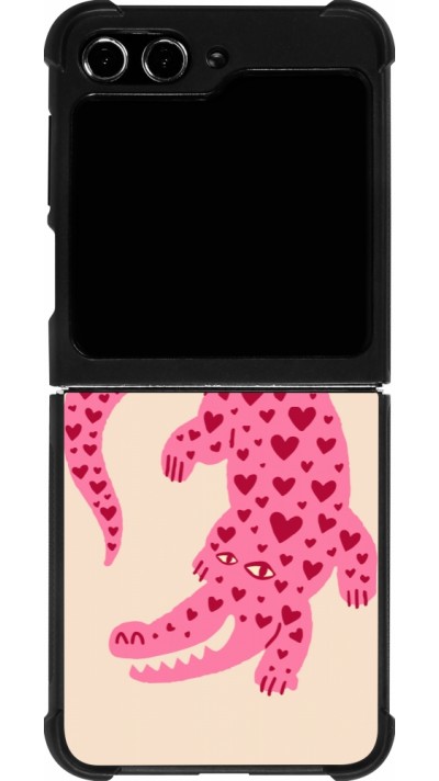 Coque Samsung Galaxy Z Flip5 - Silicone rigide noir Pink crocodile 2026