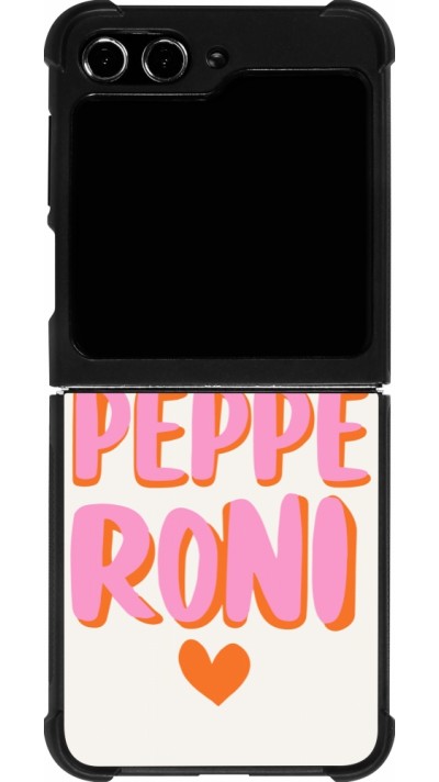 Coque Samsung Galaxy Z Flip5 - Silicone rigide noir Pizza pepperoni 2026