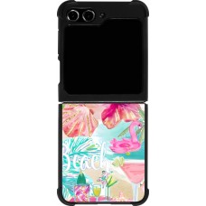 Coque Samsung Galaxy Z Flip5 - Silicone rigide noir Preppy Collage Aloha