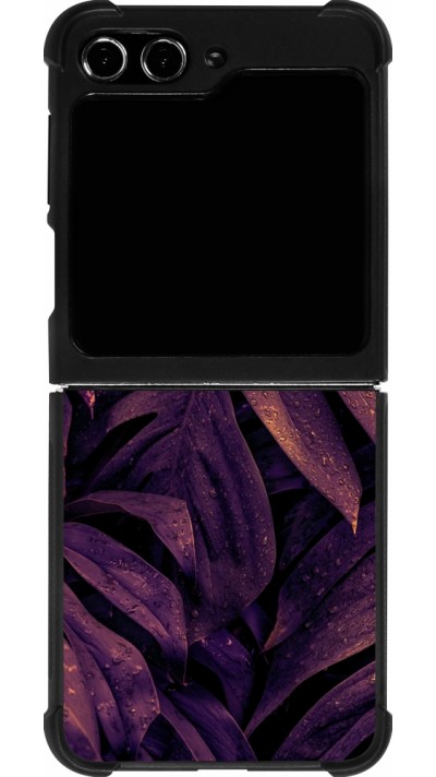 Coque Samsung Galaxy Z Flip5 - Silicone rigide noir Purple Light Leaves