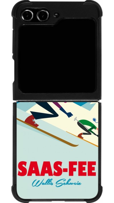 Coque Samsung Galaxy Z Flip5 - Silicone rigide noir Saas-Fee Ski Downhill