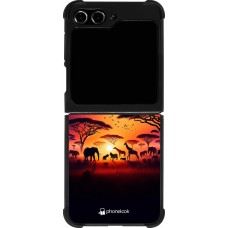 Samsung Galaxy Z Flip5 Case Hülle - Silikon schwarz Safari Sonnenuntergang Wildtiere