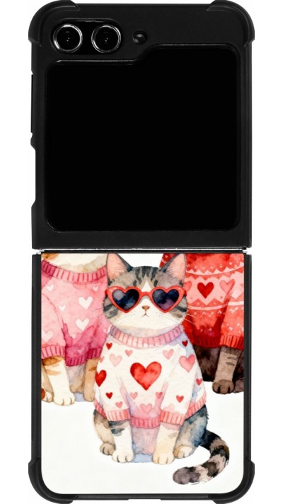 Samsung Galaxy Z Flip5 Case Hülle - Silikon schwarz Saint Valentines Day 26 Cat Love