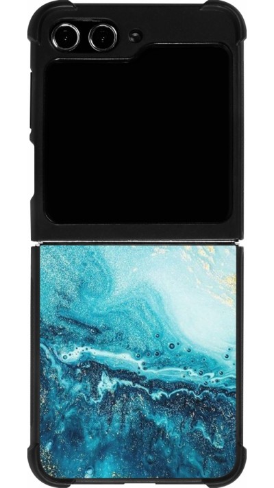 Coque Samsung Galaxy Z Flip5 - Silicone rigide noir Sea Foam Blue