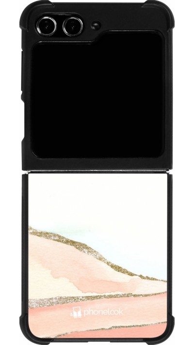 Coque Samsung Galaxy Z Flip5 - Silicone rigide noir Shimmering Orange