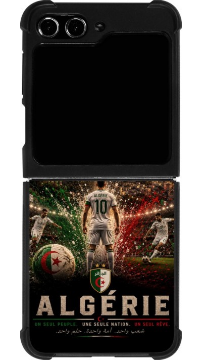 Coque Samsung Galaxy Z Flip5 - Silicone rigide noir Football Algérie splash 2026