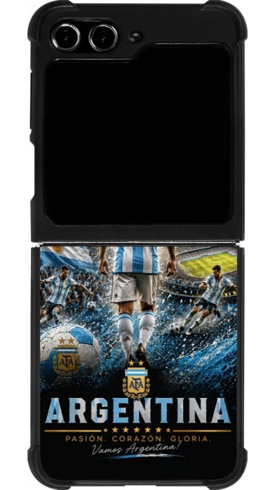 Coque Samsung Galaxy Z Flip5 - Silicone rigide noir Football Argentine splash 2026