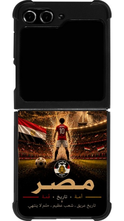 Coque Samsung Galaxy Z Flip5 - Silicone rigide noir Football Égypte splash 2026